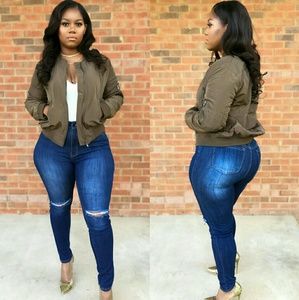 Plus size olive bomber jacket